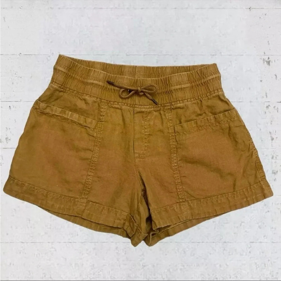 Athleta Cabo 100% Linen 4" Short in Toasted Ochre Size 6 - Picture 3 of 8